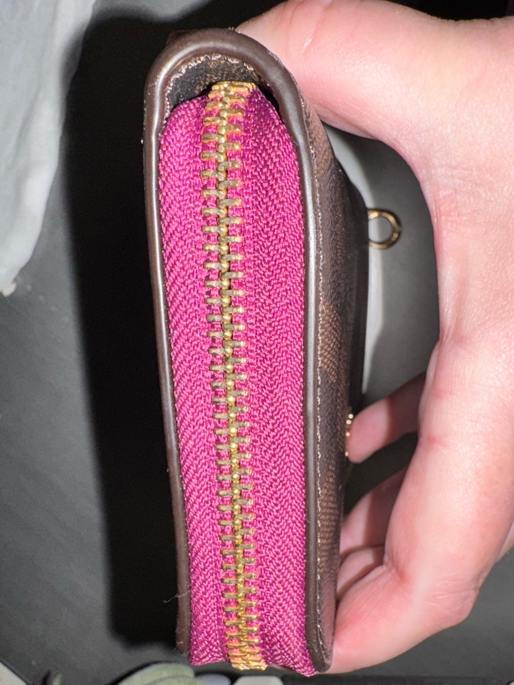 Coach Long Zip Around Leather Wallet In Sig Canvas (Brown / Dark Magenta) - EUC - Picture 10 of 13